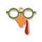 Thanksgiving Day Theme Alloy Enamel Pendants, Golden, Glasses, 21.5x22.5x1.5mm, Hole: 2mm