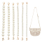 6Pcs 6 Style Resin Imitation Pearl Beaded Chain Purse Strap Extenders, with Zinc Alloy Lobster Claw Clasp, for Handbag Handle Replacement Accessories, Light Gold, 25cm, Bead: 8~18mm, 1pc/style