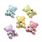 Opaque Resin Decoden Cabochons, Bear with Crystal Rhinestone Heart, Mixed Color, 29x21x8mm