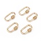 Brass Micro Pave Clear Cubic Zirconia Screw Carabiner Lock Charms, for Necklaces Making, Cadmium Free & Lead Free, Quick Links, Oval, Golden, 24.5~26x15.5x1.5mm, Screw: 6.5x6mm