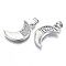 Brass Micro Pave Clear Cubic Zirconia Pendants, with Snap on Bails, Cadmium Free & Nickel Free & Lead Free, Moon, Real Platinum Plated, 21x13x2mm, Hole: 5x3mm