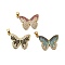 Brass Micro Pave Cubic Zirconia Pendants, Butterfly, Lead Free & Cadmium Free, Long-Lasting Plated, Real 18K Gold Plated, Rack Plating, Mixed Color, 20.5x27.5x2.5mm, Hole: 4x3.5mm