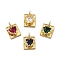 Rack Plating Brass Micro Pave Cubic Zirconia Charms, Long-Lasting Plated, Cadmium Free & Lead Free, Rectangle with Heart Charm, Real 18K Gold Plated, Mixed Color, 12x8x4mm, Hole: 1.4mm