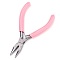 45# Carbon Steel Jewelry Pliers, Needle Nose Pliers, Ferronickel, Pink, 116.5x68x8.5mm
