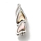 Brass with Shell Fold Over Clasps, Cadmium Free & Nickel Free & Lead Free, Heart, Platinum, 25x9.5x9.5mm, Hole: 1.2mm