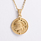 Vintage Style Men's Stainless Steel Flat Round with Portrait Pendant Necklaces for Casual Wear, Golden