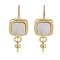 Brass with Shell Stud Earring Findings, with 925 Sterling Silver Pin, Cadmium Free & Nickel Free & Lead Free, Square, Real 18K Gold Plated, 17.5x8.5mm, Pin: 11.5x0.7mm & 2.7x0.6mm