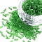 Transparent Glass Bugle Beads, Round Hole, Green, 3~8x2mm, Hole: 0.7mm, about 450g/pound