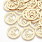 Brass Filigree Pendants, Hollow, Cadmium Free & Nickel Free & Lead Free, Real 18K Gold Plated, Flat Round and Swan, Golden, 22.5x20x0.5mm, Hole: 1.4mm