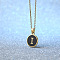 Alloy Black Enamel Flat Round with Letter Pendant Necklaces for Women, Golden, Letter I, 17.72 inch(45cm)