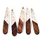 Transparent Resin & Walnut Wood Pendants, Teardrop Charms with Shell Chip, Seashell Color, 44x7.5x3mm, Hole: 1.5mm