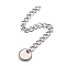 Tarnish Resistant 304 Stainless Steel Chain Extender, Curb Chain, with 202 Stainless Steel Charms, Flat Round, Stainless Steel Color, 57~60mm, Link: 3.7x3x0.5mm, Flat Round: 7x1mm