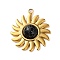Synthetic Turquoise Dyed Sun Pendants, Golden Plated 304 Stainless Steel Sun Charms, 19.5x17x4.5mm, Hole: 1.6mm