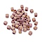 Opaque Acrylic Beads, Cube with Letter, Golden Metal Enlaced, Plum, 6x6x9mm, Hole: 3mm, about 3125pcs/500g