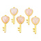 Natural Rose Quartz Pendants, with Light Gold Plated Brass Findings, Key with Heart Charm, 38x17x6.5~7mm, Hole: 1.8mm