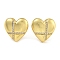 Rack Plating Brass Micro Pave Clear Cubic Zirconia Stud Earrings, Cadmium Free & Lead Free, Heart, 17.5x17.5mm