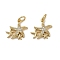 Brass Micro Pave Cubic Zirconia Pendants, Starfish Charms, with Jump Ring, Long-Lasting Plated, Cadmium Free & Lead Free, Rack Plating, Real 18K Gold Plated, 13.5x2mm, Hole: 3mm
