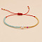 Adjustable Glass Seed Beads Braided Bead Bracelets for Women, with Imitation Pearl, Two Tone, Cyan