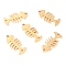 304 Stainless Steel Links Connectors, Fishbone, Golden, 14.5x6.5x1.1mm, Hole: 1mm