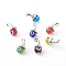 Alloy Pendants, with Handmade Evil Eye Lampwork Round Bead and Tibetan Style Alloy Charms, Witch Hat, Colorful, 19x11x11mm, Hole: 2mm, 7pcs/set