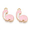Alloy Pendants, with Enamel, Cadmium Free & Lead Free, Light Gold, Dinosaur, Pink, 19x16x1.5mm, Hole: 2mm