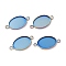 Ion Plating(IP) 304 Stainless Steel Cabochon Connector Settings, Plain Edge Bezel Cups, Oval, Rainbow Color, Tray: 18.5x13.5mm, 24.5x14x1.5mm, Hole: 2mm