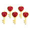 Natural White Jade Gemstone Pendants, with Light Gold Plated Brass Findings, Dyed, Key with Heart Charm, 38x17x6.5~7mm, Hole: 1.8mm