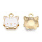 Eco-Friendly Zinc Alloy  Pendants, with Enamel, Cat Shape, Cadmium Free & Nickel Free & Lead Free, Golden, White, 15x13x3mm, Hole: 2mm