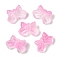 Transparent Spray Paint Glass Beads, Bowknot, Pearl Pink, 9.5x14x6.5mm, Hole: 1mm