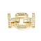 Rack Plating Brass Micro Pave Clear Cubic Zirconia Fold Over Clasps, Long-Lasting Plated, Lead Free & Cadmium Free, Rectangle, Real 18K Gold Plated, 18mm