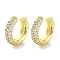 Brass Micro Pave Cubic Zirconia Cuff Earrings for Women, Real 18K Gold Plated, 14x15x4mm