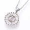 304 Stainless Steel Initial Pendant Necklaces, with Cubic Zirconia, Flat Round with Letter, Stainless Steel Color, Letter.I, 17.71 inch(45cm), Pendant: 22x16x3mm