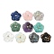 Natural & Synthetic Mixed Gemstone Carved Pendants, Flower Charms with Brass Pave Clear Cubic Zirconia Butterfly, Real 18K Gold Plated, Long-Lasting Plated, Rack Plating, Mixed Dyed and Undyed, 30x30.5x6mm, Hole: 1.4mm