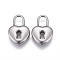 Non-Tarnish 304 Stainless Steel Pendants, Heart Lock, Stainless Steel Color, 19x13x5mm, Hole: 4x6mm