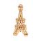 Brass Micro Pave Cubic Zirconia Pendants, Eiffel Tower, Golden, 20x9x2mm, Hole: 1mm