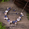 Flower Alloy Enamel Jewelry Set, Stud Earrings & Bib Necklaces, Dark Slate Blue, 420mm