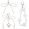 3Pcs 3 Styles Alloy with Plastic and  Polyester Pendant Decorations, Bowknot, White, 12~17.5cm, 1pc/style
