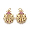 Brass Micro Pave Purple Cubic Zirconia Pendants, Long-Lasting Plated, with Jump Rings, Ladybug Shape, Golden, 16x14x3mm, Hole: 3.5mm