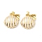 Brass Enamel Pearl Pendants, Shell Shape, with ABS Plastic Pearl, Real 18K Gold Plated, White, 19x18x10mm, Hole: 5x3mm