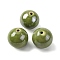 Handmade Polymer Clay Beads, Round, Olive Drab, 14.5mm, Hole: 1.8mm
