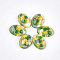 Transparent Resin Cabochons, with Seed Beads Inside, Oval, Yellow, 18x12.5x6mm