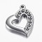 Tarnish Resistant 304 Stainless Steel Pendant Rhinestone Settings, Heart, Stainless Steel Color, Fit for 2mm Rhinestone, 23x20x3mm, Hole: 2mm