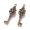 Alloy Pendants, Cadmium Free & Nickel Free & Lead Free, Skeleton Key Pendants, Antique Bronze, 50x14x6mm, Hole: 3mm