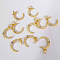 Brass Cubic Zirconia Charms, with Synthetic Opal, Moon, Cadmium Free & Lead Free, Pink, Real 18K Gold Plated, 16.5x13x2mm, Hole: 4.5mm