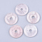 Natural Rose Quartz Pendants, Donut/Pi Disc, Donut Width: 15.5~16mm, 40x6~7mm, Hole: 8~9mm