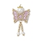 Glass Seed Beaded Butterfly Pendants, with 304 Stainless Steel Jump Rings & Glass Pearl Round Bead, Violet, 41x23x8mm, Hole: 3mm