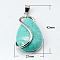 Synthetic Turquoise Gemstone Pendants, with Brass Findings, Drop, Nickel Metal, 38x21x10mm