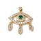 Brass Micro Pave Clear Cubic Zirconia Pendants, Cadmium Free & Nickel Free & Lead Free, Rack Plating, Eye with Horse Eye, Real 18K Gold Plated, 25x24x5.5mm, Hole: 3.5x5mm