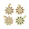 Brass Micro Pave Cubic Zirconia Pendants, Cadmium Free & Nickel Free & Lead Free, with Glass, Real 18K Gold Plated, Flower, Mixed Color, 26.5x23.5x3.5mm, Hole: 4.5x3mm