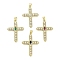 Rack Plating Brass Micro Pave Cubic Zirconia & Imitation Pearl Pendants, Lead Free & Cadmium Free, Long-Lasting Plated, Real 18K Gold Plated, Cross, Mixed Color, 36x26x4mm, Hole: 4.5x3mm